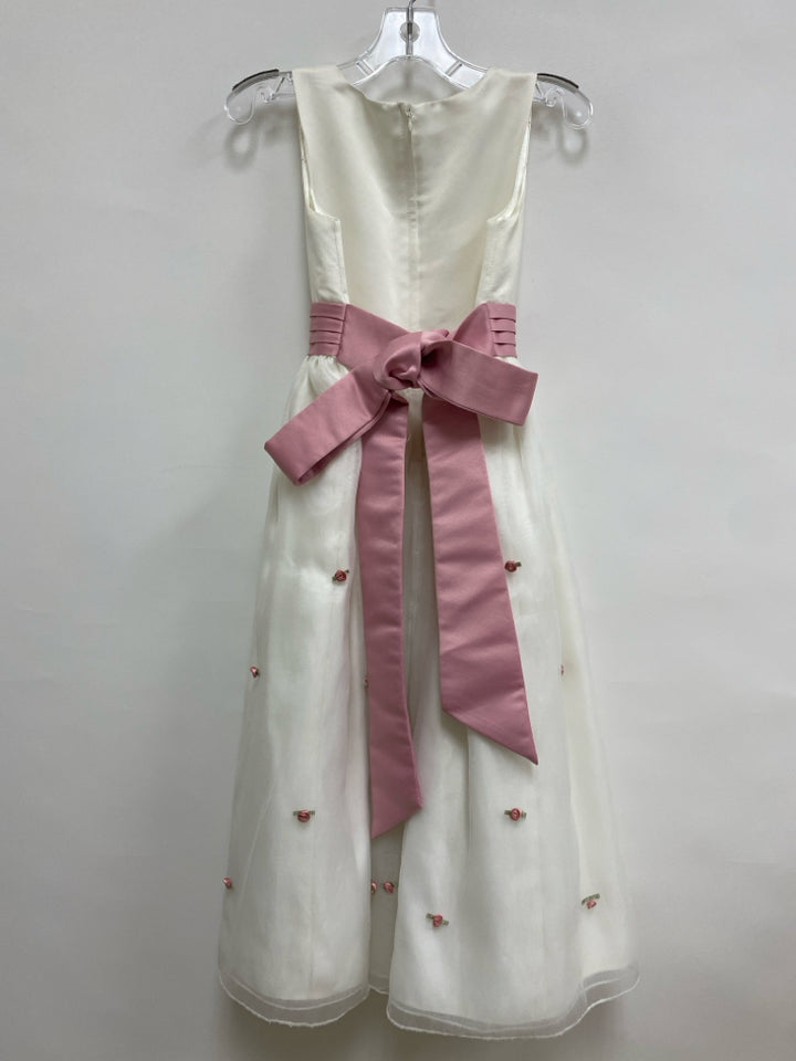 SIZE 8 White Pink Rosette Sleeveless Girl&