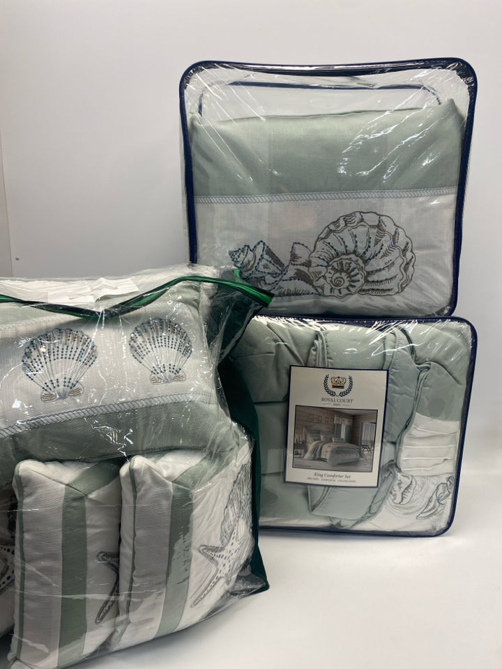 NEW/PKG Sage White Shells Comforter
