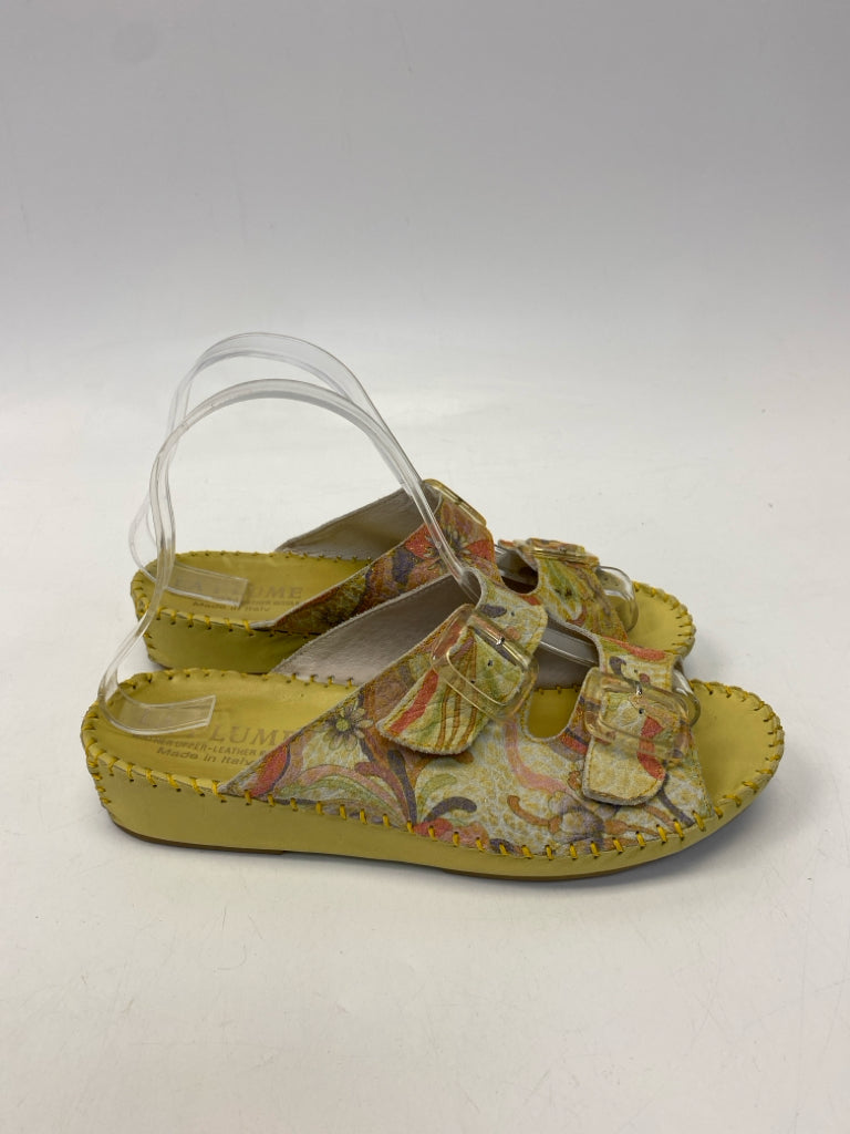 Size 38 Yellow Multi-Color Sandals