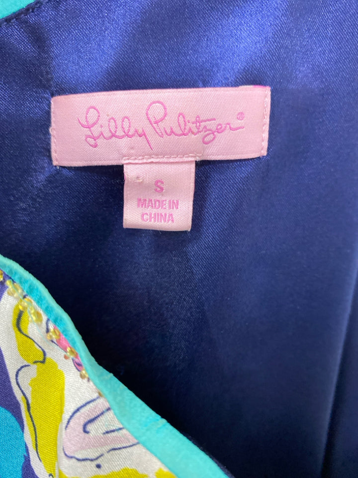 LILLY PULITZER Size S Navy/Pink White/Multi Silk Ladies Dress