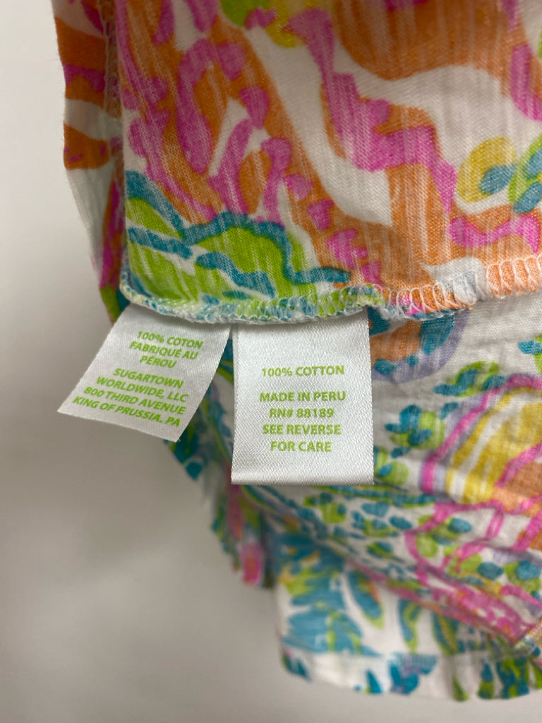 LILLY PULITZER Size XS White/Orange Pink/Multi Sea Coral Sleeveless Ladies Top