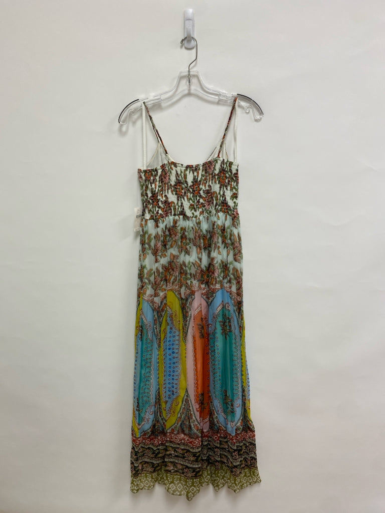 NWT Anthropologie Size 4 Cream/Olive Orange/Multi Floral Maxi Sheer Ladies Dress