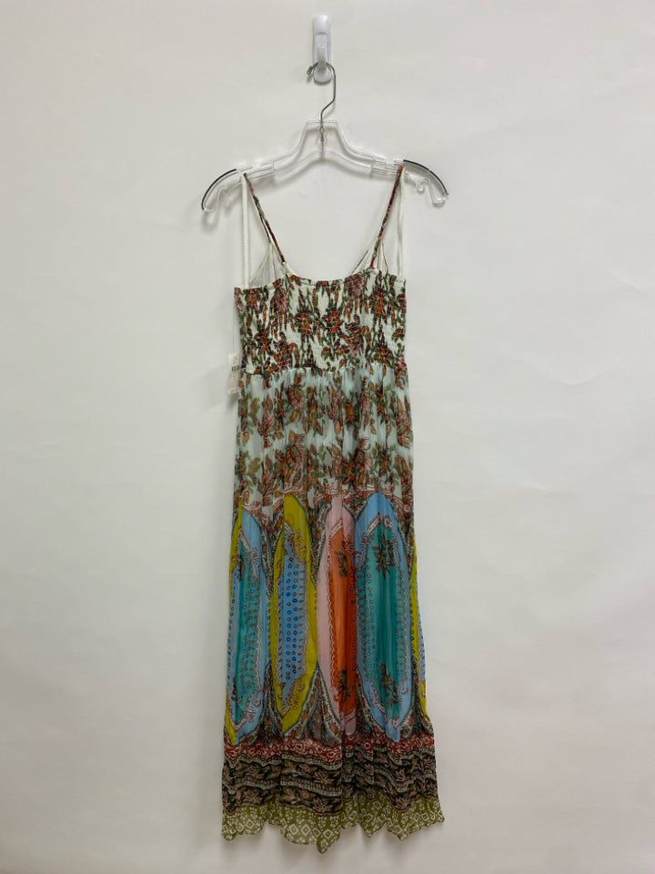 NWT Anthropologie Size 4 Cream/Olive Orange/Multi Floral Maxi Sheer Ladies Dress