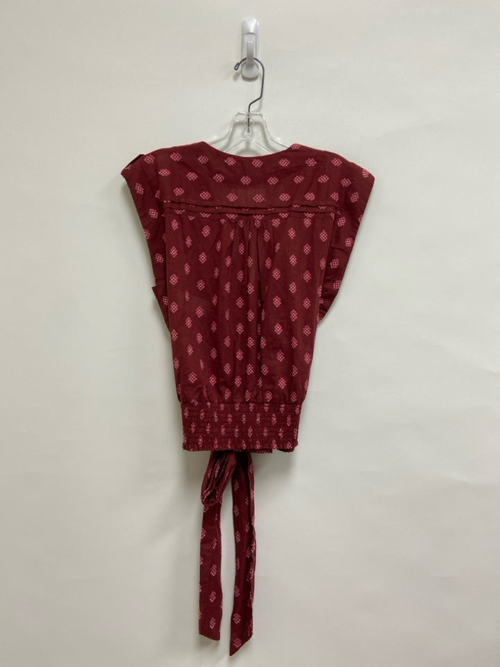 NWT Anthropologie Size M Burgundy Pink Sleeveless Embroidered Ladies Top