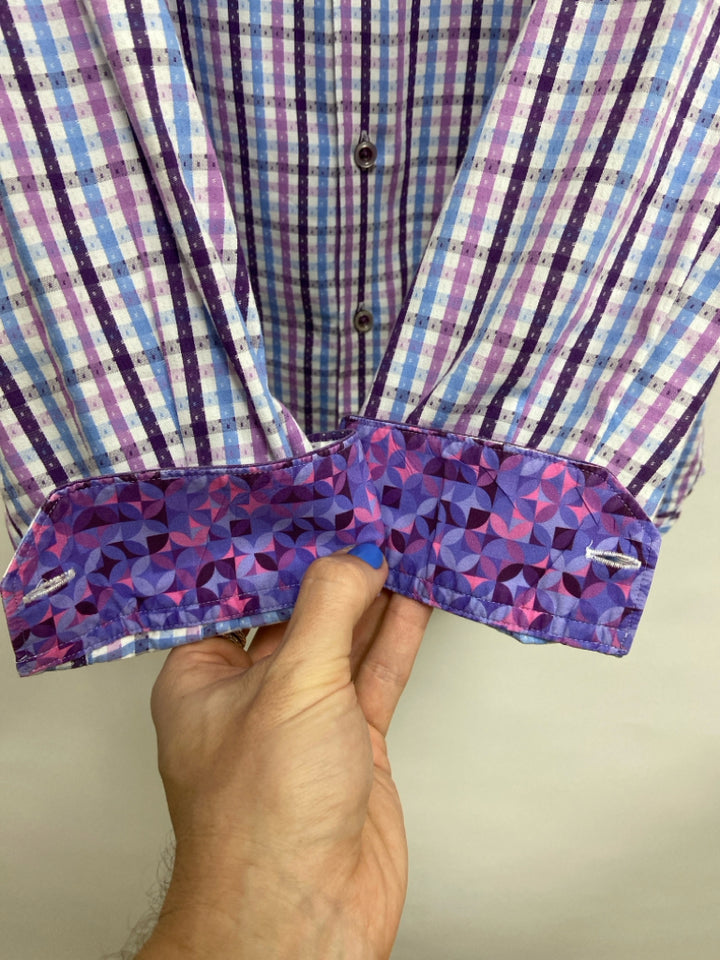 Robert Graham Size XL White/Blue Plum Plaid Men&