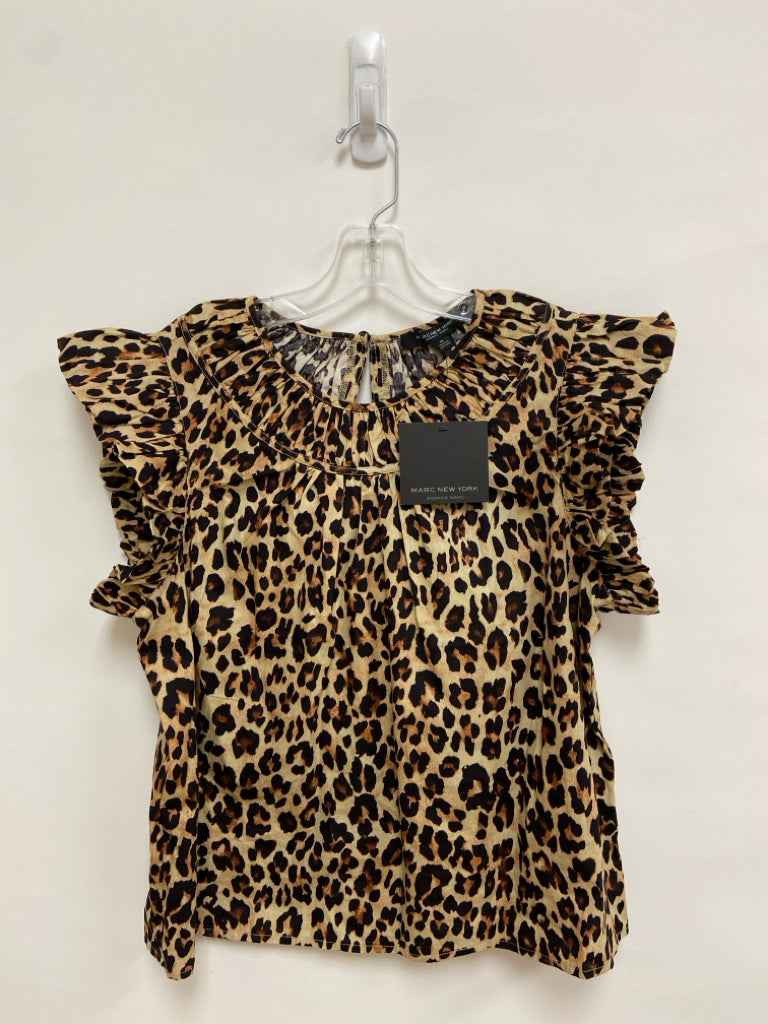 NWT Andrew Marc Size M Tan Brown/Black Animal Print Ladies Top