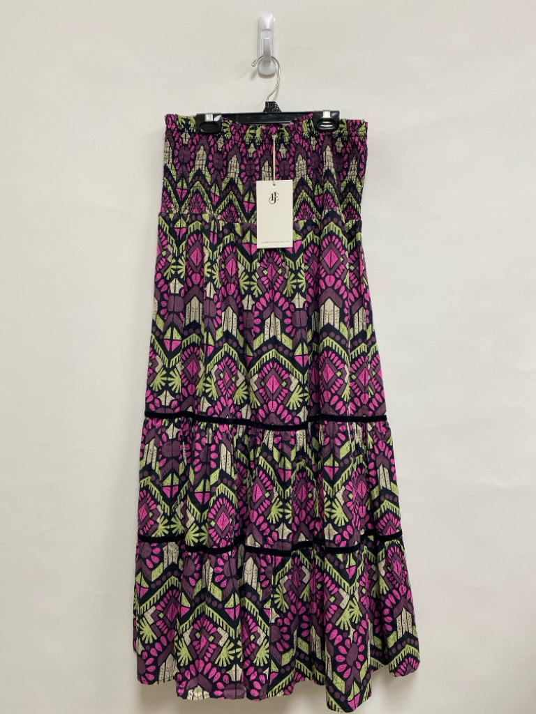NWT Size L Fuschia Black/Green Print Maxi Ladies Skirt