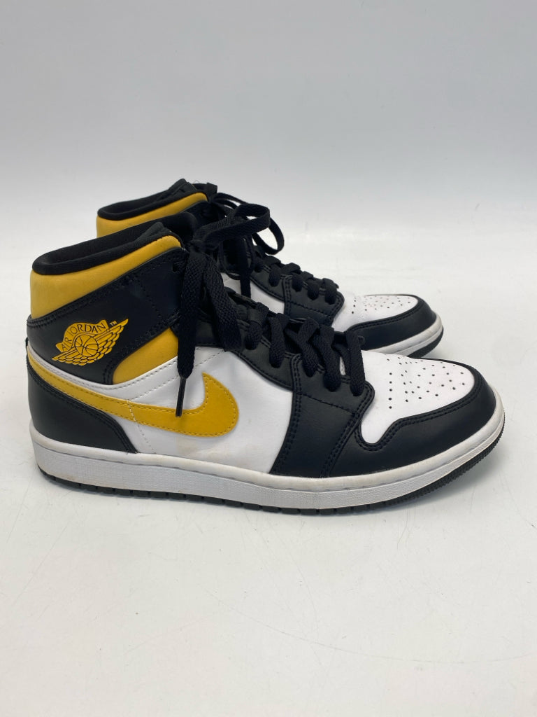 Nike Size 8.5 White/Black Yellow Lace-Up Men&