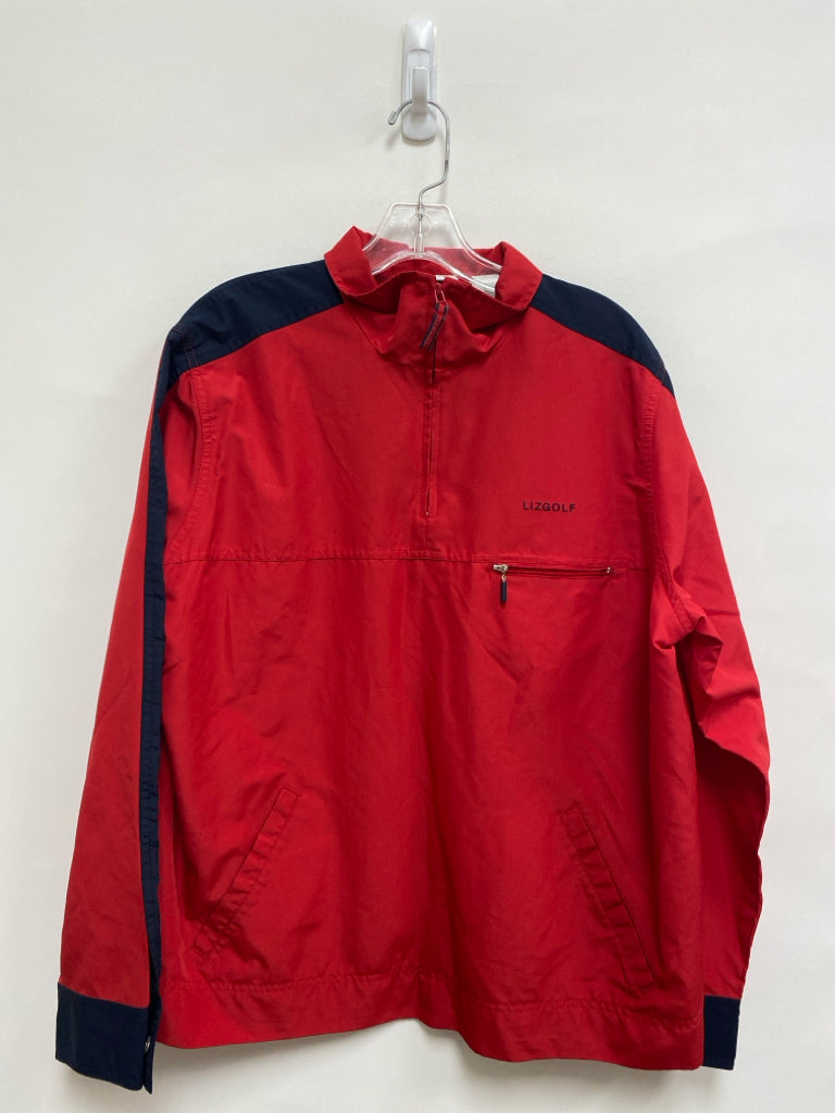 Liz Claiborne Size L Navy Red Color Block Quarter Zip Athletic Jacket