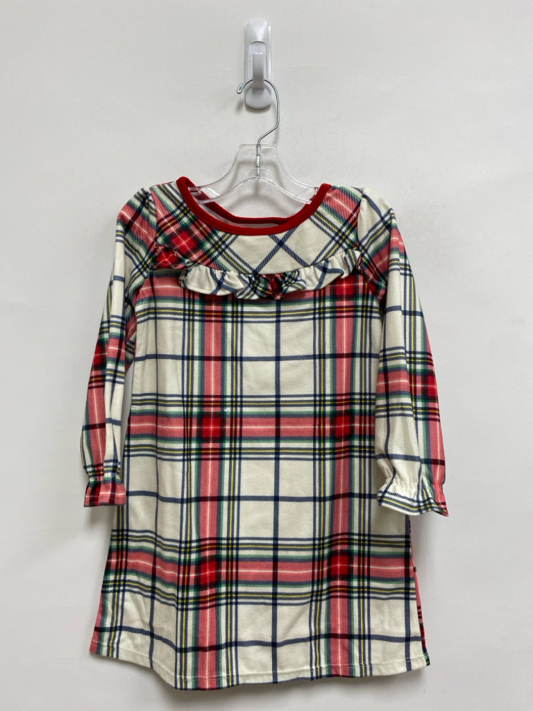 SIZE 4 Cream Red/Green Plaid Girl&
