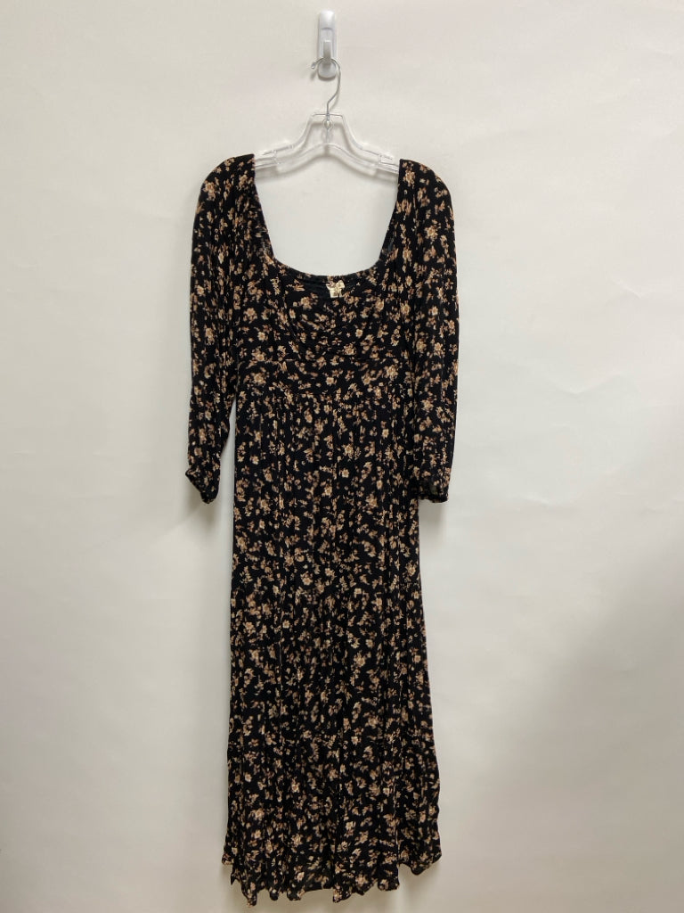 NWT Hem &amp; Thread Size M Black Beige Floral Maxi Ladies Dress