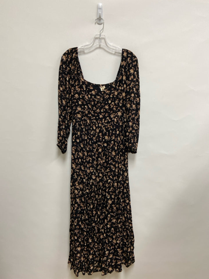 NWT Hem &amp; Thread Size M Black Beige Floral Maxi Ladies Dress