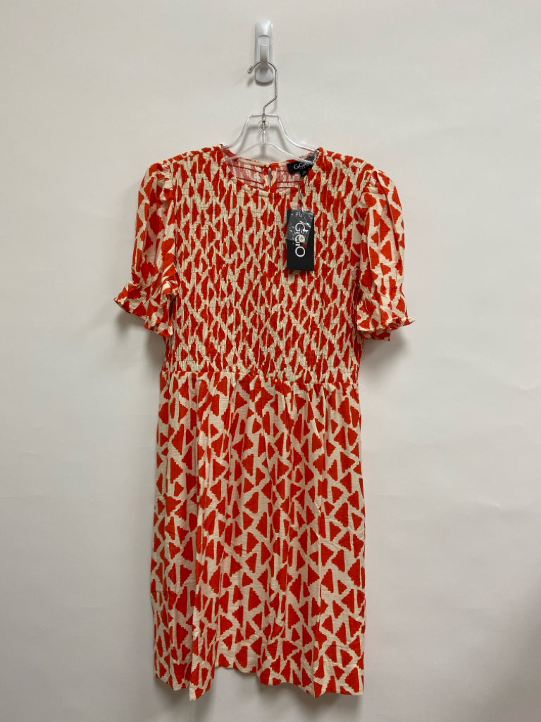 NWT GiGiO Size M Cream Orange Smocking Puff Sleeve Ladies Dress