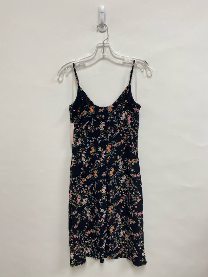 NWT Size L Black/Pink Coral/Green Flowers Tank Ladies Dress