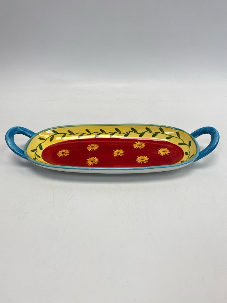 Yellow/White Yellow Floral Ceramic Serving Piece