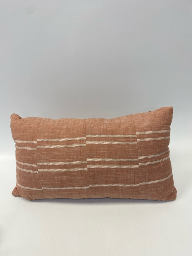 Blush White Striped Pillow