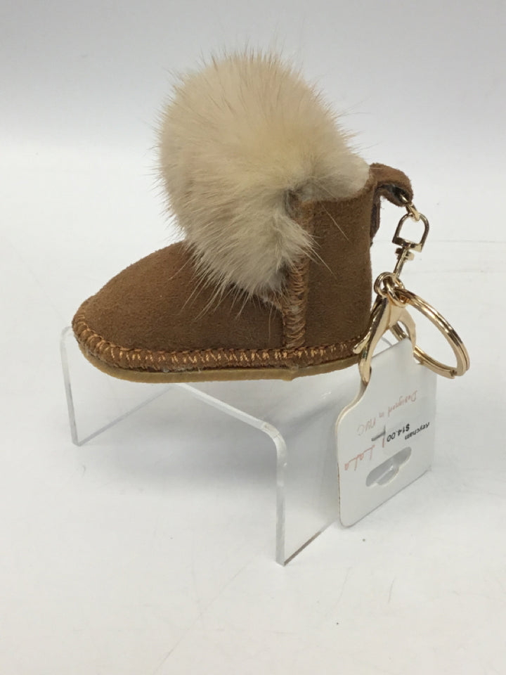 Tan Natural Faux Fur Keychain-Additional Colors