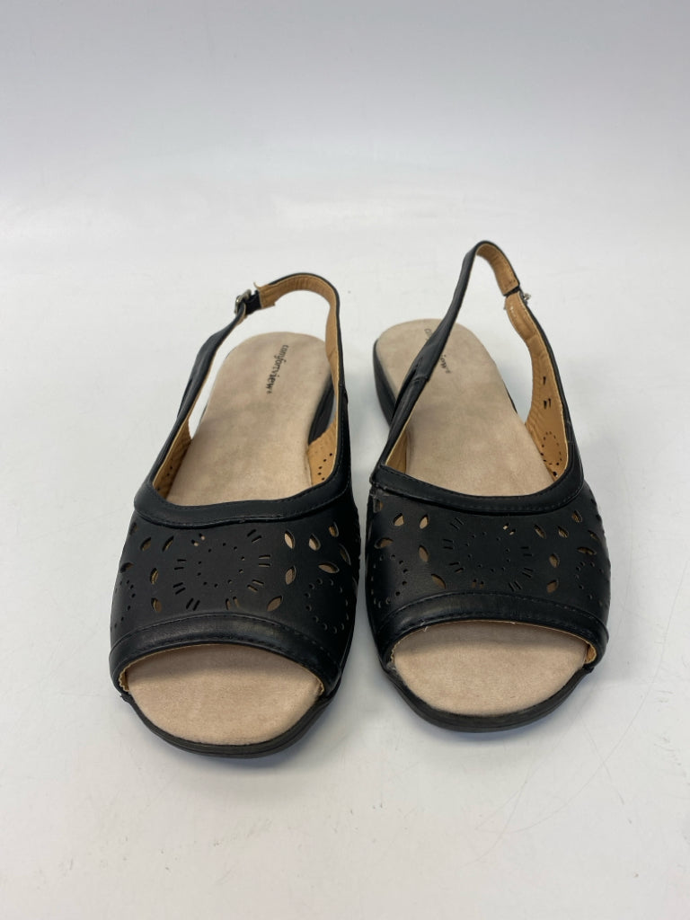 NWOT Comfortview Size 9WW Black Perforated Sandals  **EXTRA WIDE**