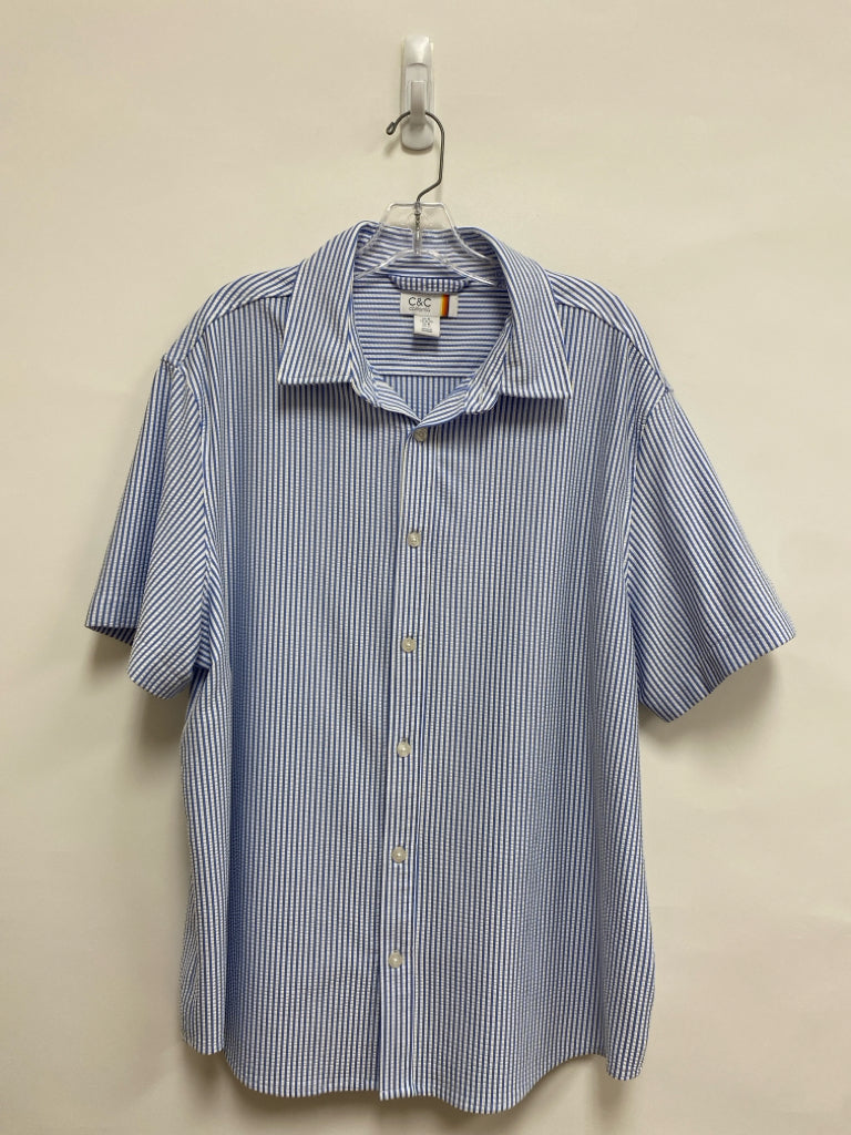 C&amp;C Size XL Blue/White Stripes Button Up Men&