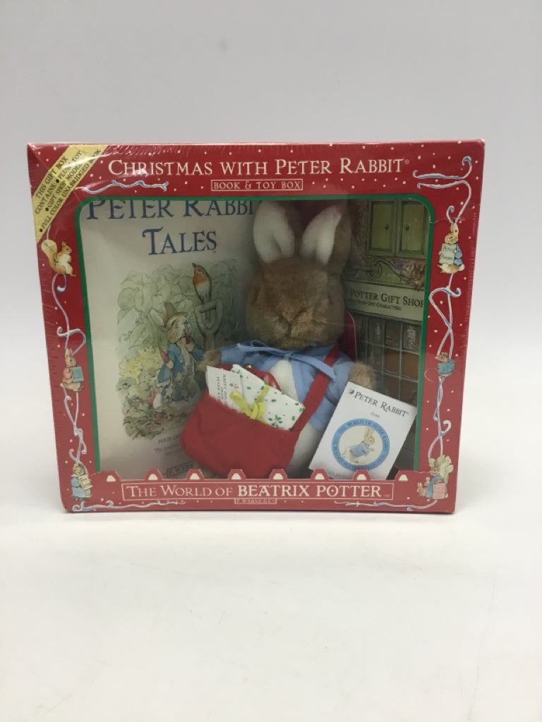 Beatrix Potter Brown Blue/White Christmas Stuffed Animal