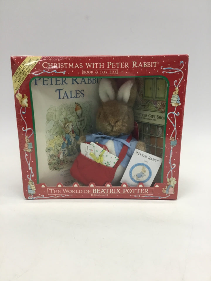 Beatrix Potter Brown Blue/White Christmas Stuffed Animal