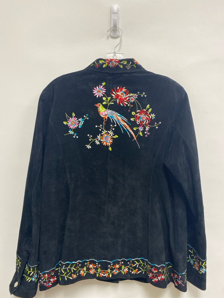 Size L Black Multi Color Embroidered Suede Ladies Jacket