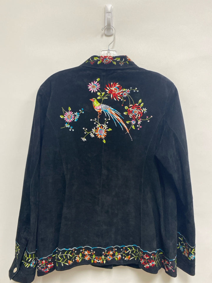Size L Black Multi Color Embroidered Suede Ladies Jacket