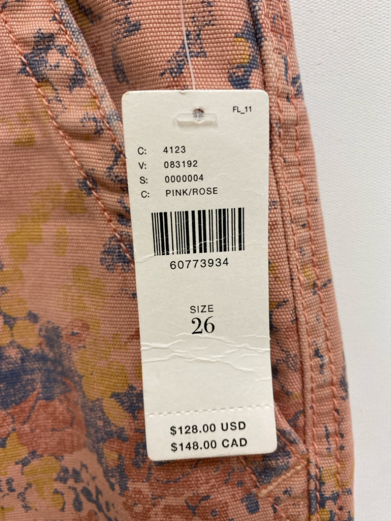 NWT Anthropologie Size 26 Coral Navy/Yellow Print Cropped Ladies Pants
