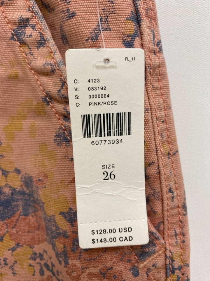 NWT Anthropologie Size 26 Coral Navy/Yellow Print Cropped Ladies Pants