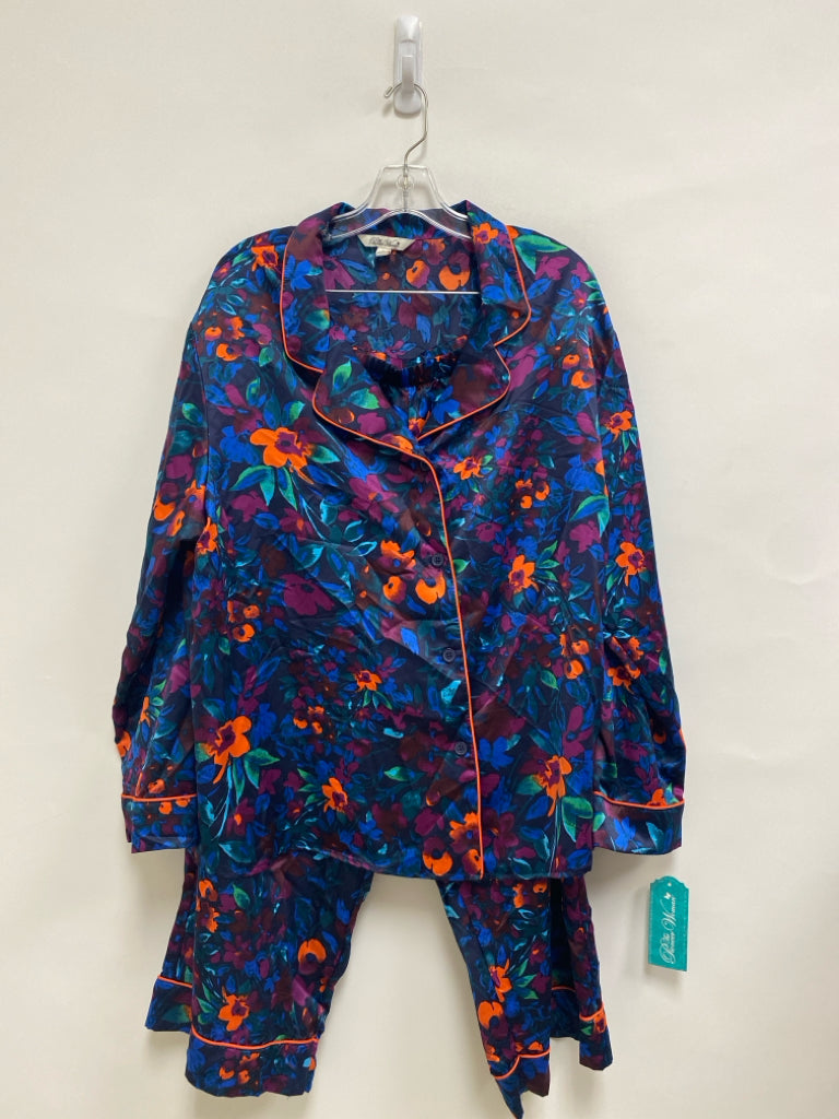 NWT Pioneer Woman Size 3X Blue Orange/Green Flowers Plus Size 2pc