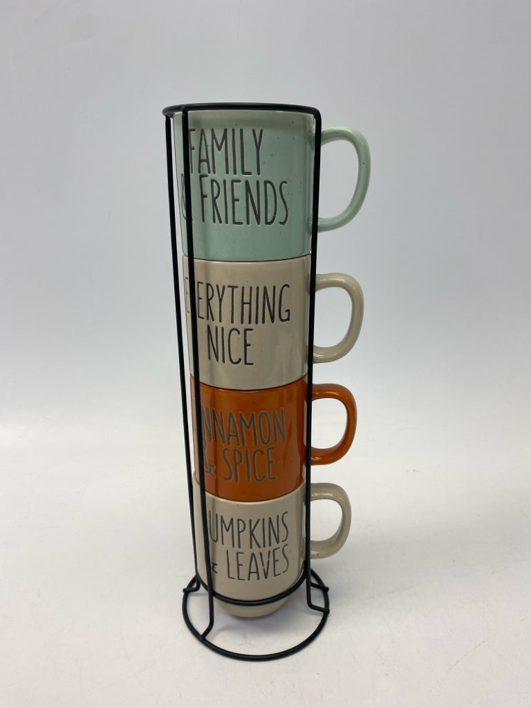 Orange Aqua/Tan Words Fall