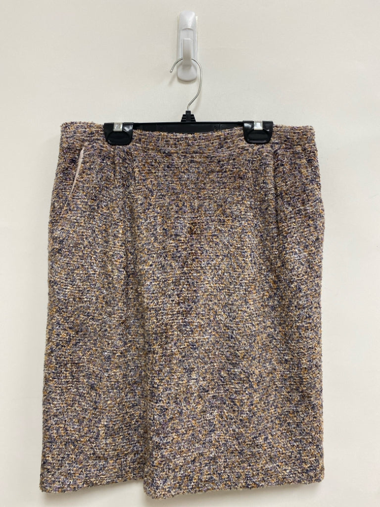 ST. JOHN Size 6 Champagne Navy/Tan Tweed Ladies Skirt