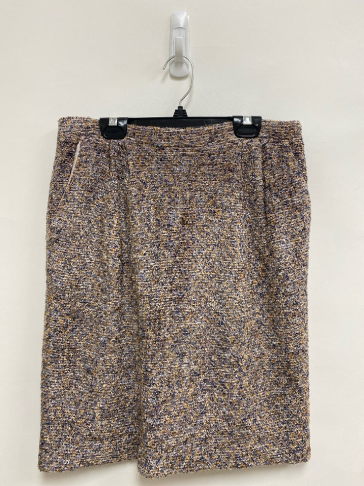 ST. JOHN Size 6 Champagne Navy/Tan Tweed Ladies Skirt
