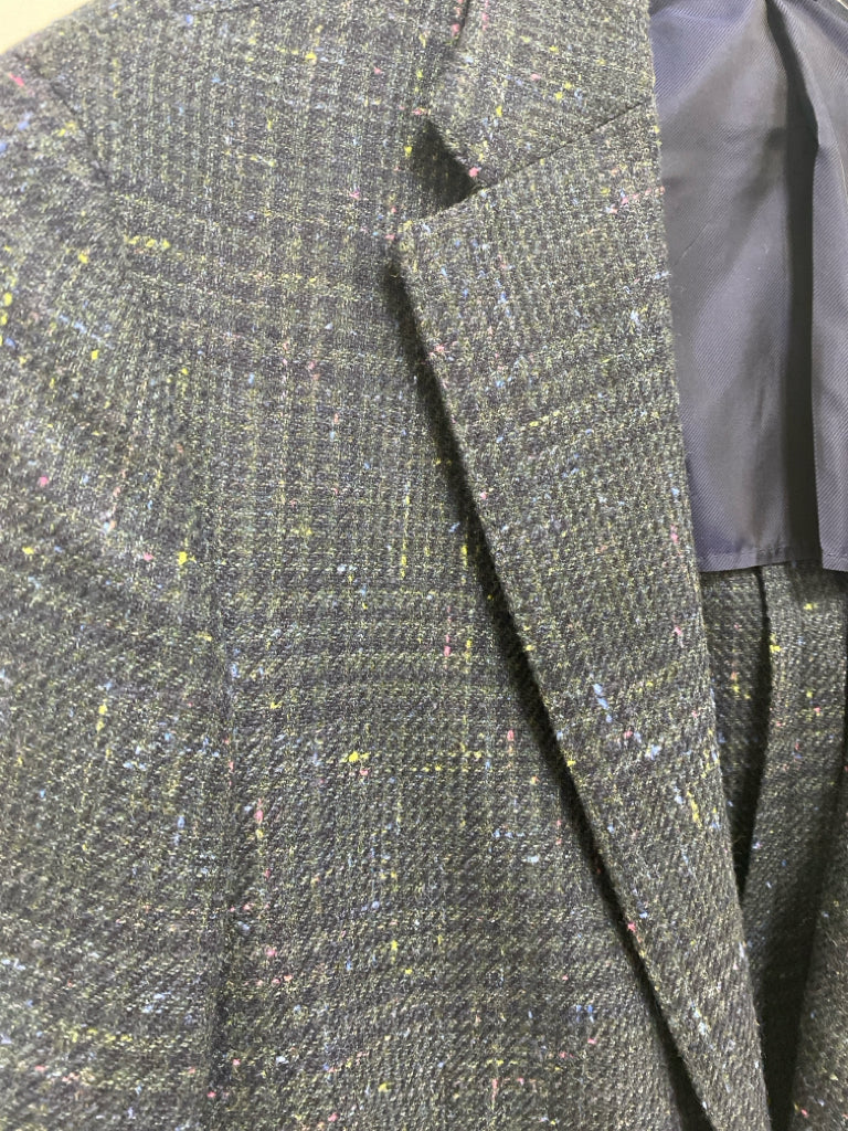 Hickey Freeman Size 40 Navy Green Speckles Button Up Wool Blend Men&