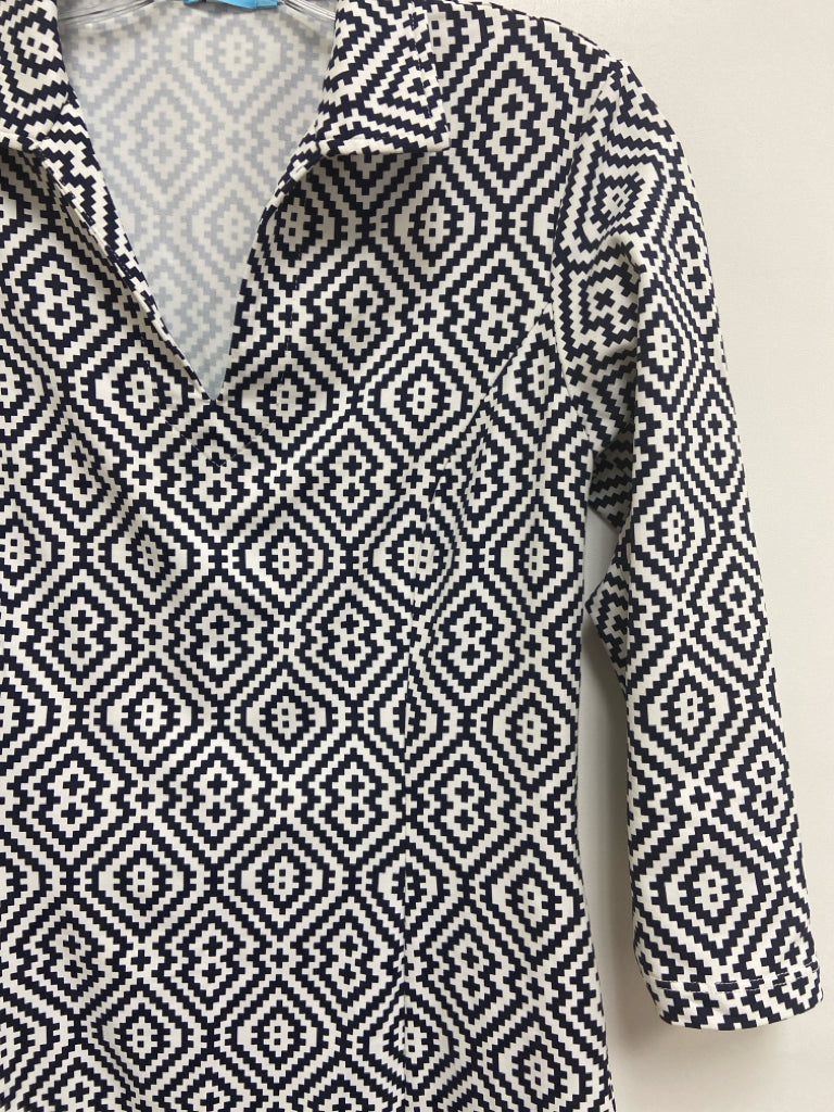 Jude Connally Size XS Dark Navy White Diamond Print Ladies Dress