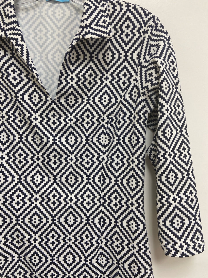 Jude Connally Size XS Dark Navy White Diamond Print Ladies Dress