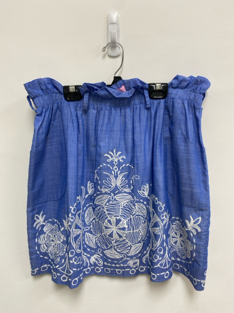 LILLY PULITZER Size L Blue White Embroidered Ladies Skirt