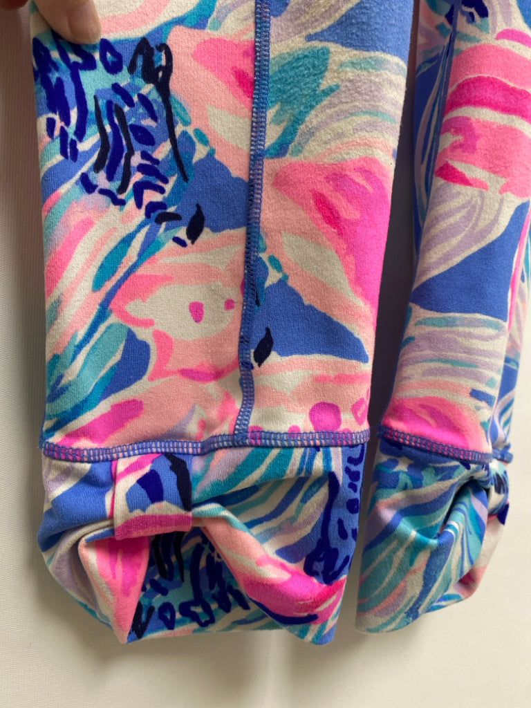 LILLY PULITZER Size XXS Neon Pink Blue/White Floral Athletic Leggings