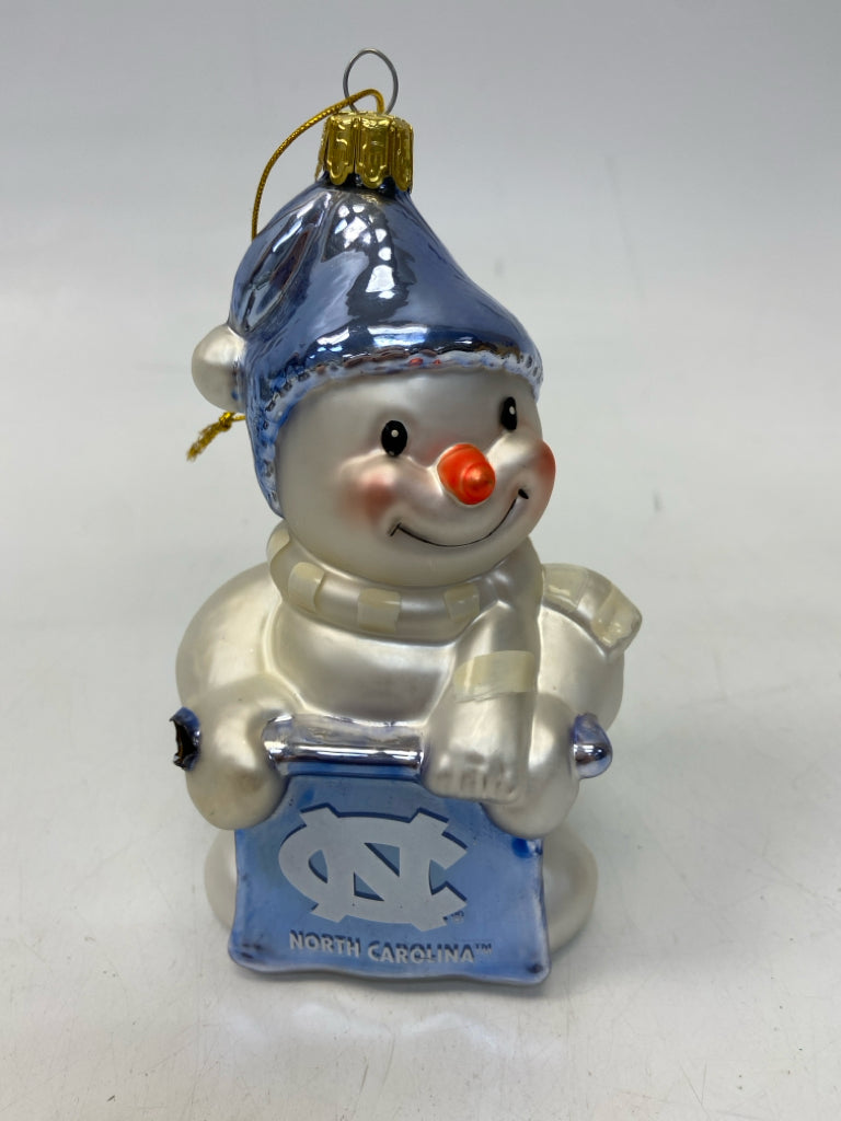 White Blue UNC Glass Ornaments