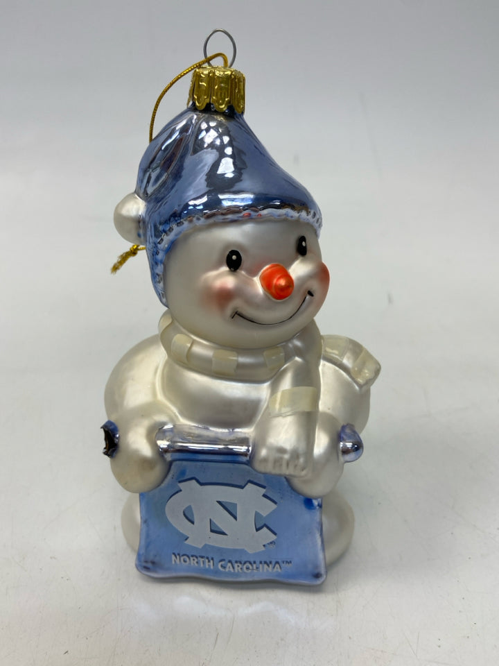 White Blue UNC Glass Ornaments