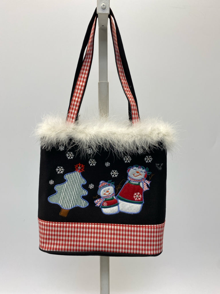 NWT Black Red/White Snowman/men Tote Bag