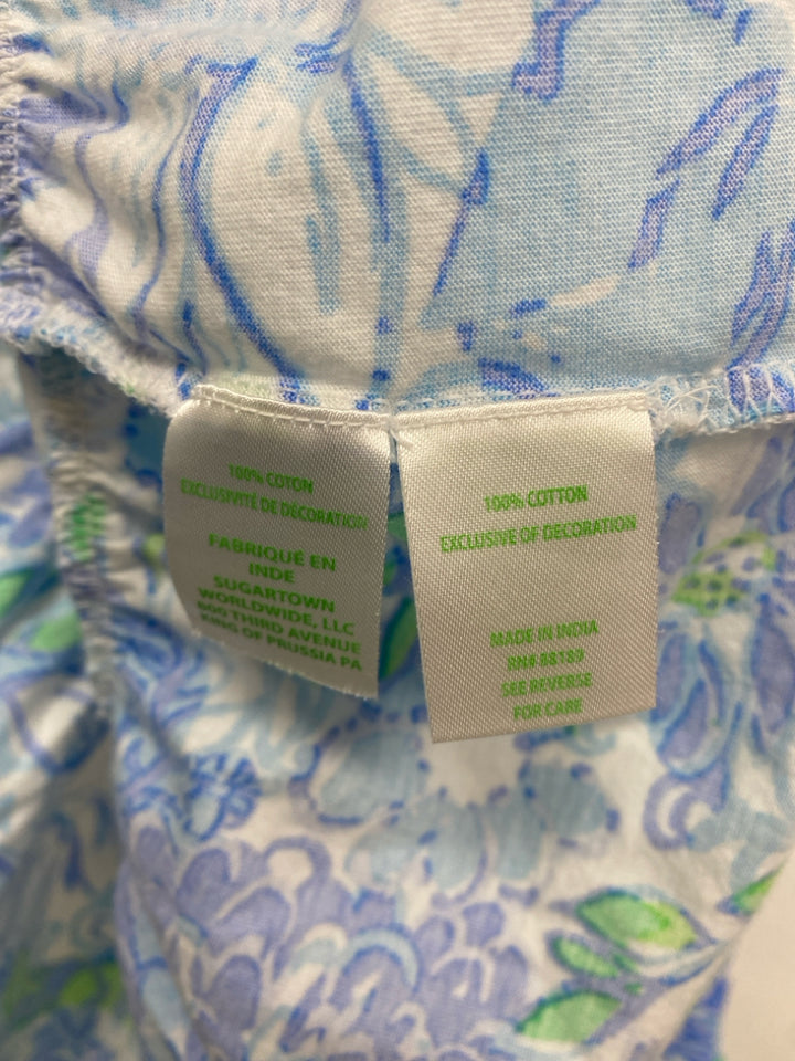 LILLY PULITZER Size M White/Blue Periwinkle Sunflower Sleeveless Ladies Dress