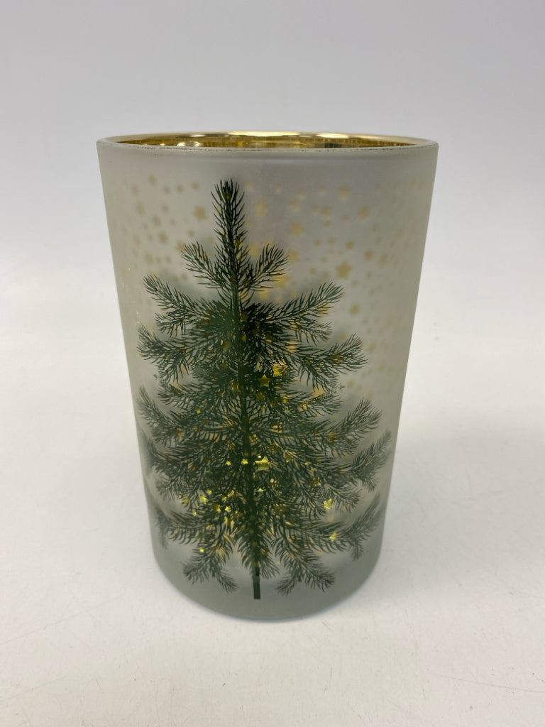 Green Frosted Stars Glass Christmas