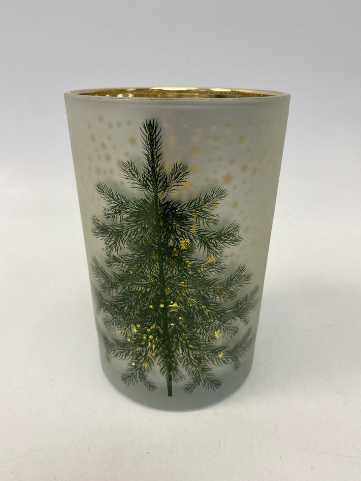 Green Frosted Stars Glass Christmas