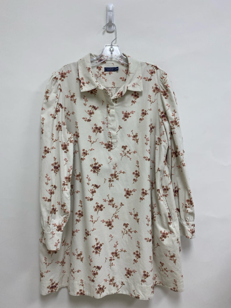 Vineyard Vines Size XL Cream Tan/Pink Flowers Ladies Dress