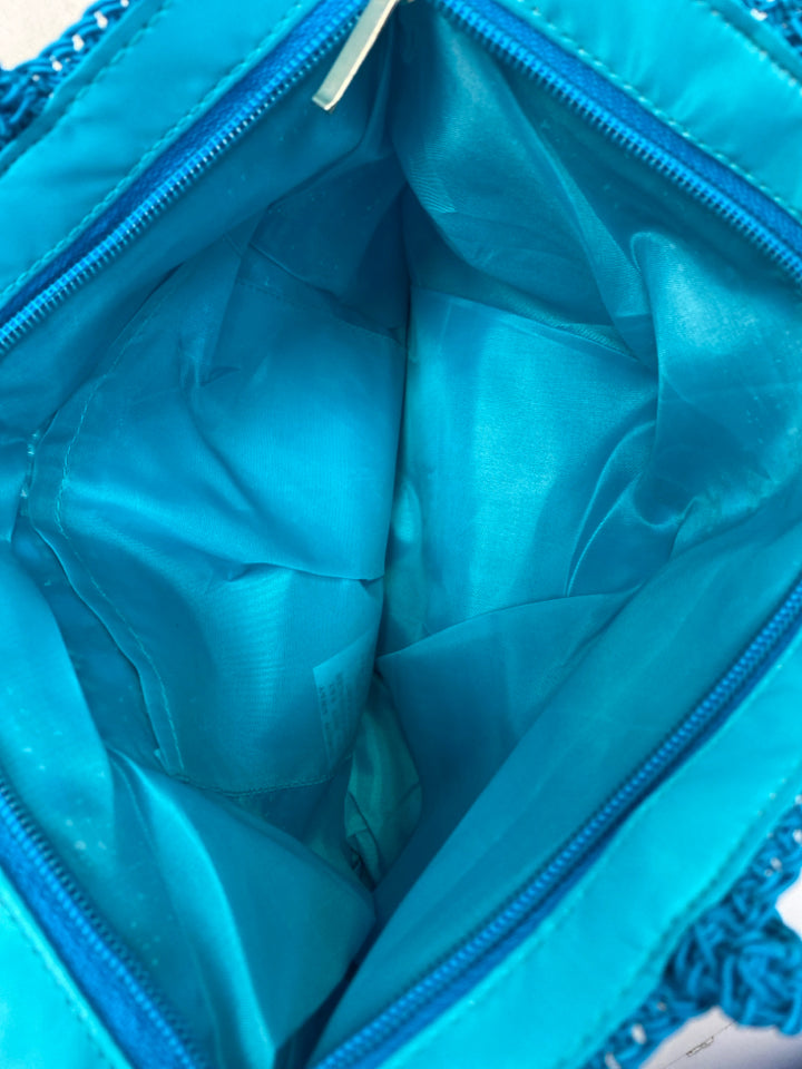 Turquoise Woven Handbag
