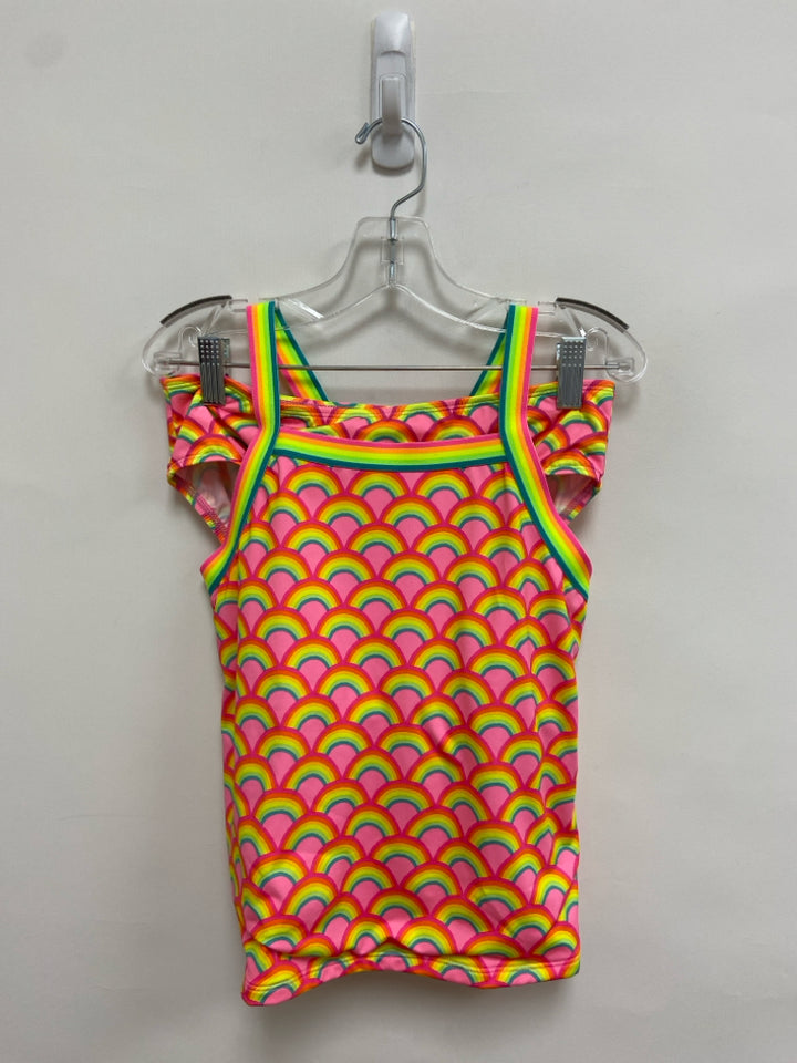 Lands End SIZE 14 Pink/Orange Green/Blue Rainbows Girl&