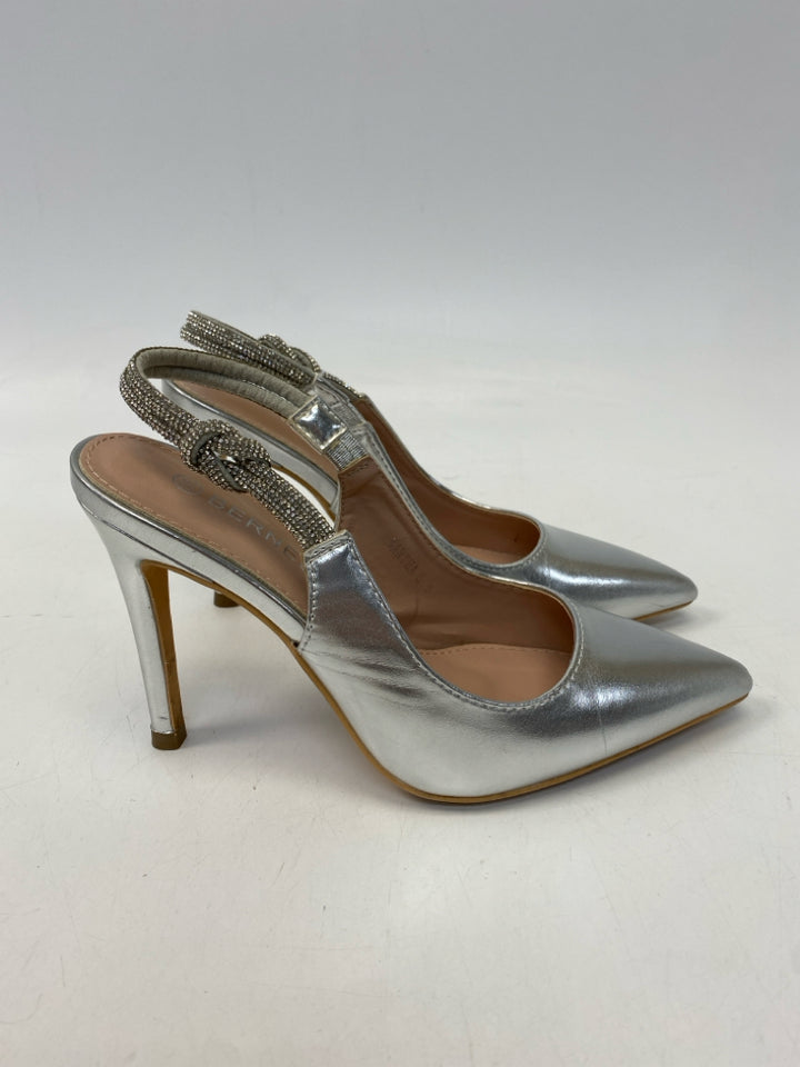 Size 5.5 Silver Rhinestone(s) Metallic Heels