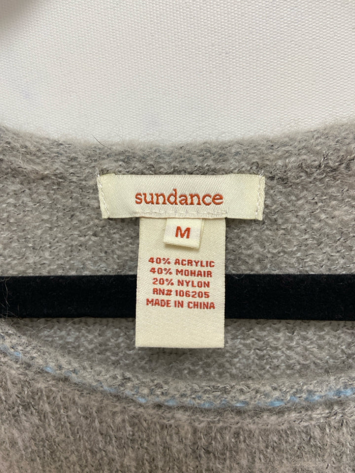 Sundance Size M Gray Blue Trimmed Ladies Sweater