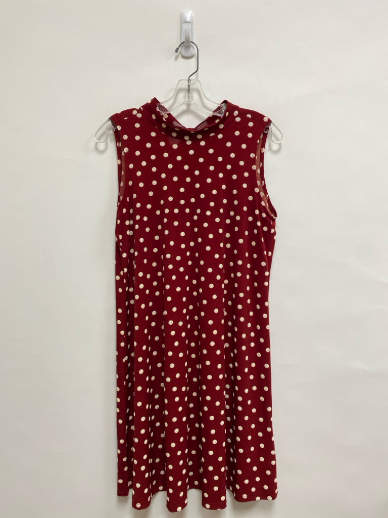 ROBBIE BEE Size M Dark Red White Polka Dot Sleeveless Ladies Dress